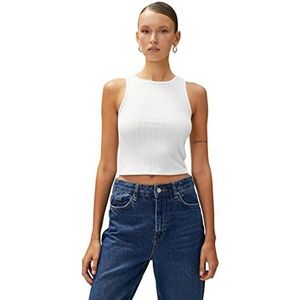 Koton Dames crop top crew neck mouwloos shirt, gebroken wit (001), XL