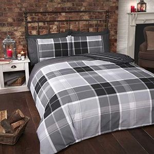 Rapport Finest Homewares Argyle Tartan eenpersoons dekbedovertrek en 1 kussensloop, grijs