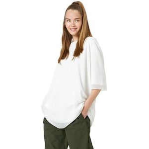Koton Oversized T-shirt met korte mouwen en ronde hals, ecru(010), S