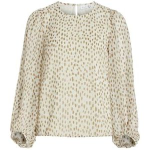 Vila Vifalia O-hals L/S Top-Noos damesblouse met lange mouwen, berk/Aop:nori, 40