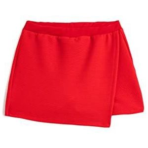 Koton Girls Basic Mini Skort Envelop Elastische Tailleband Textured, Rood (420), 7-8 Jaar