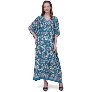 Miss Lavish London Kaftan jurk - kaftans voor vrouwen - vrouwen kaftans lange maxi stijl jurken one size [151-Teal], 151-groenblauw, one size
