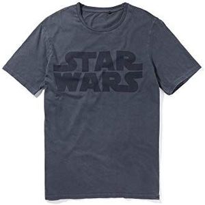 Recovered Star Wars Movie T-shirt - klassiek logo - zwart wassen - officieel gelicentieerd - vintage stijl, handbedrukt, ethisch afkomstig, Meerkleurig, XL