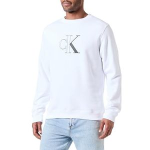 Calvin Klein Jeans Heren Outline Monologo Crew Neck Pullover Sweatshirt, Helder Wit, XS