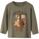 Name It - NMMOLEN - T-shirt - Saliegroen - Lange Mouwen - Campingprint