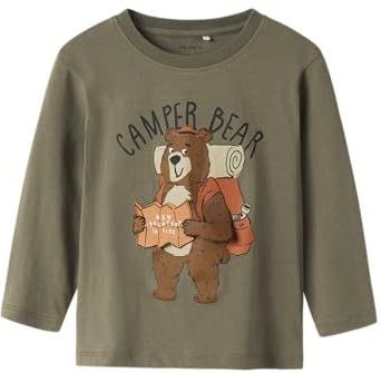 Name It - NMMOLEN - T-shirt - Saliegroen - Lange Mouwen - Campingprint