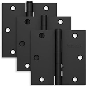 Schlage 3,5"" deurscharnier met vierkante hoek in mat zwart (3-Pack)