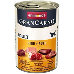 Animonda Gran Carno Adult Hondenvoer, Nat Voer Voor Volwassenen Honden, Rund + Kalkoen, 6 X 400 G