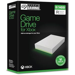 Seagate Game Drive for Xbox, 5TB, Externe harde schijf, USB 3.2 Gen 1, wit, Xbox-gecertificeerd, RGB-ledverlichting, 3 jaar Rescue Services (STKX5000100)