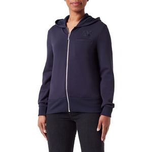 Armani Exchange Women's Tone on Tone Logo Patch, Zipped, Sweatshirt, Blauw, S, blueberry, S