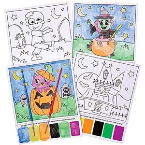Baker Ross FX228 Toverschilderijen voor Halloween - Pak van 10, Aquarelverfschilderijen voor kinderen, Kleurplaten voor kinderen