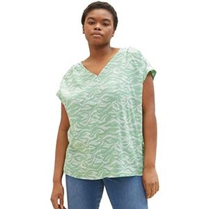 TOM TAILOR Dames blouse 1035967, 31574 - Green Small Wavy Design, 46 Grote maten