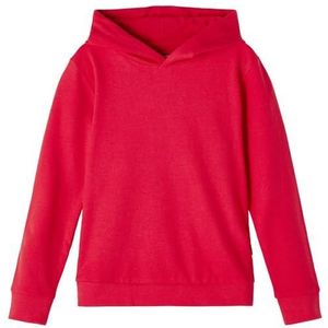 NAME IT Meisjes sweater met capuchon van biologisch katoen, Tomato Puree, 98