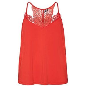 VERO MODA Vmana S/L Lace Ga Noos Curve Top voor dames, goji berry, M