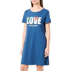 Love Moschino Dames Short-Sleeved A-line Dress, Blauw, 42, blauw, 42