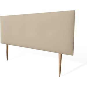 amuéblate online - Hoofdeinde Pisa gevoerd + poten, hoogwaardige bekleding van hoogwaardig kunstleer, afmetingen 170 x 60 cm (bed met 160 cm), beige