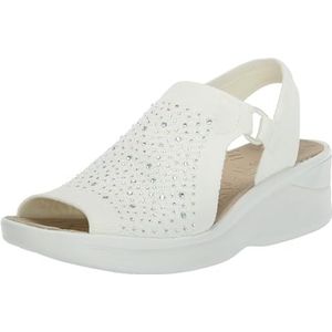 BZees Womens Star Bright Slingback Wedge Sandal Bright White Sparkle 9.5 M