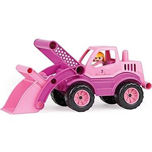 LENA 04103 - Prinses van Hohenzollern shovel, bouwvoertuig ca. 33 cm, wiellader met echt werkende schep en speelfiguur, voor meisjes vanaf 2 jaar, roze/pink speelgoedvoertuig, roze, roze