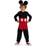 Disney Mickey Mouse-kostuum, officieel Mickey Mouse-kostuum, kostuum en haarband met oren, maten XS, voor kinderen van 3 tot 4 jaar