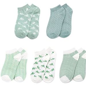 Glamorstar Dames Sokken Katoen No Show Low Cut Sokken Enkelsok 5 Pack, Groen, Eén Maat