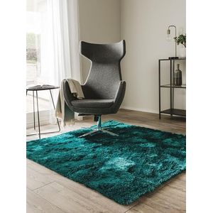 benuta Nest hoogpolig tapijt Whisper - synthetische vezel - vierkant en in de stijl: effen, elegant - onderhoudsvriendelijk voor woonkamer slaapkamer, turquoise, 150x150 cm