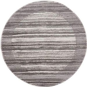 carpet city Vloerkleed, woonkamer, strepenpatroon, 120 cm, rond, grijs gemêleerd, moderne tapijten, laagpolig