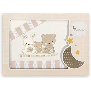 Interbaby 04100-05 beddengoed wieg - 100% katoen - model: Love, beige, 0,7 kg
