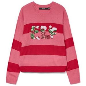 VERO MODA Vmelf Ls O-Neck Pullover Xmas, China rood, S