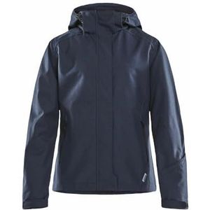 Craft Mountain-jas voor dames, winterjas, M, dark navy melange, wind- en waterdicht, hoge kraag en afneembare capuchon, regenjas voor dames, waterdicht, ski-jack voor dames, wandeljas voor dames
