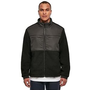 Urban Classics patched sherpa jas heren, zwart., 3XL