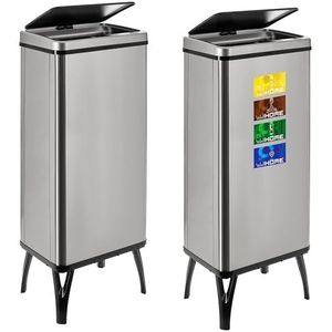 WELL HOME MOBILIARIO & DECORACIÓN 2 x Smart vuilnisemmer met 60 l inhoud, hoogte: 95,5 x 35,5 x 26 cm, grijs met magnetische etiketten