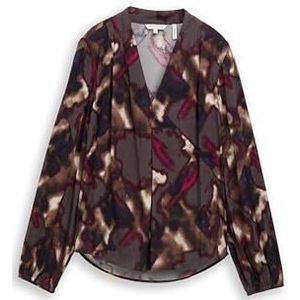 Tom Tailor - Klassieke Blouse - Bruin - Met Print All-over