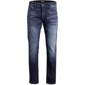 JACK & JONES Men Comfort Fit Jeans MIKE ORIGINAL JOS Mid Rise Reg Basic Comfy, Colour:Dark Blue, Size:36W / 32L