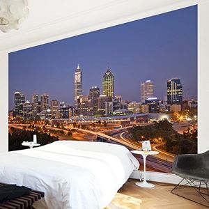 Apalis Vliesbehang Perth Skyline Fotobehang Breed | Vlies behang wandbehang muurschildering foto 3D fotobehang voor slaapkamer woonkamer keuken | meerkleurig, 94767