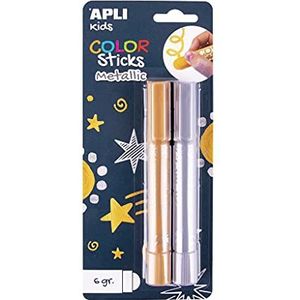 APLI Kids 18880, Color Sticks Metallic, solide temperaturen voor kinderen, goud en zilver, 2 en