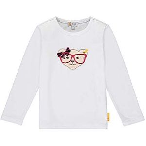 Steiff Meisjes met schattig teddybeer T-shirt met lange mouwen, wit (bright white 1000), 116 cm