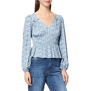 NA-KD Vrouwen gemarkeerde taille blouse, Blauw, 32