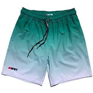 BWET Swimwear Milieuvriendelijke, sneldrogende UV-bescherming strandshorts zonsopgang zij- en achterzakken, Groen, S