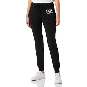 Love Moschino Slim Fit Jogger met gothic logo, holografische print, casual broek voor dames, Zwart, 42 NL