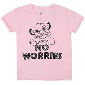 Disney Lion King No Worries T-shirt voor meisjes, Lichtroze, 7-8 Jaren