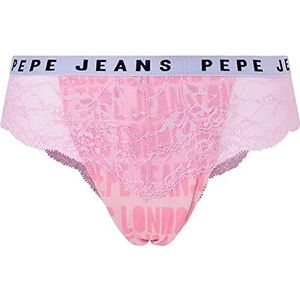 Pepe Jeans Dames Allover Logo Brazilia Bikini Stijl Ondergoed, Roze (Roze), S