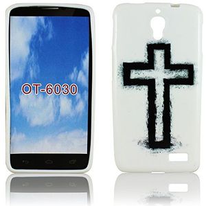Alcatel onetouch Idol 6030D siliconen kruisdesign bescherming Jezus mobiele telefoon hoes case tasje etui bumper thematys®