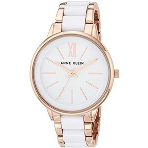 Anne Klein Hars Armband Horloge Dames Quartz Beweging, Wit/Rose Goud, Eén maat, AK-1412WTRG