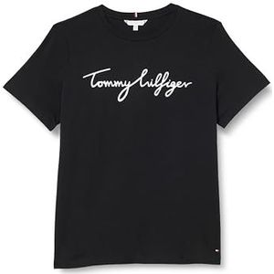 Tommy Hilfiger Dames CRV Reg C-Nk Signature Tee Ss S/S gebreide tops, zwart, 46, Zwart, 72 NL