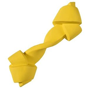 Croci Bobby Rope M Hondenspeelgoed van rubber, duurzaam hondenspeelgoed van touw voor mondhygiëne, wasbaar, geel, 18 x 6 x 4,7 cm