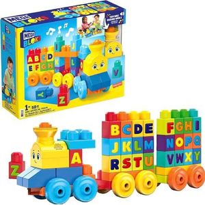 MEGA Bloks Bouwspeelgoed. ABC-blokkentreinset met geluiden en muziek, muzikale ABC-trein, educatief speelgoed voor peuters van 1 - 3, FWK22
