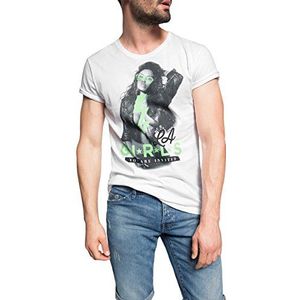 edc by ESPRIT Heren T-shirt - slim fit, met print, wit (white 100), XL