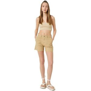 Koton Dames Cotton Button Detail Mini Shorts, camel (132), 34