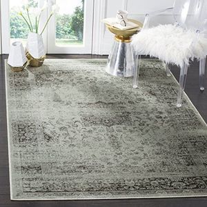 Safavieh Vintage geïnspireerd tapijt, VTG113, geweven zachte viscose-vezel, grijs/sparrengroen, 120 x 180 cm