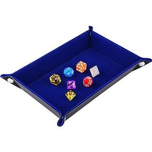 SIQUK Kubusbord, vouwbaar, rechthoekig PU-leer en donkerblauw fluweel, dobbelplanken voor Dungeons en Dragons, RPG-dobbelstenen, gaming D & D en andere tafelspellen